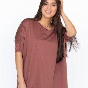 Boxy Tee In Marsala By Agnes & Dora
